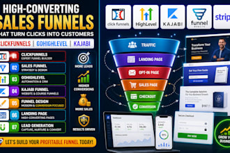 design sales funnels in click funnel, gohighlevel funnel, funnel website, kajabi