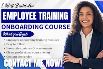 create employee onboarding course, moodle course with quizzes and assessments