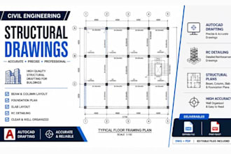 create civil engineering structural drawings, drafting for buildings in autocad