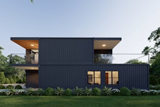 design luxury shipping container house with 3d renders