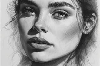 sketch a rough charcoal pencil portrait drawing for you