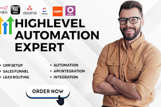 setup hubspot gohighlevel automation n8n notion asana clickup zapier integration