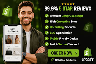 design modern shopify store or redesign shopify website