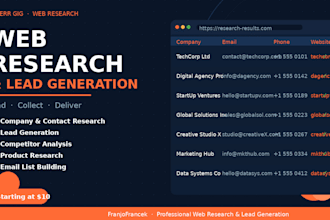 do professional web research and lead generation for your business