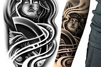 design custom tattoo illustration for brand and merchandise
