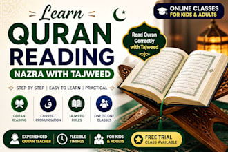 teach quran reading online with tajweed for kids and adults