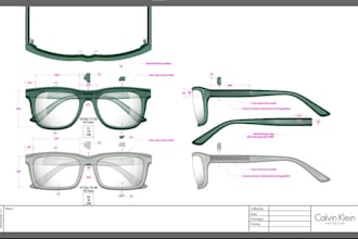 design professional eyewear tech pack design, factory tech pack and 3d rendering