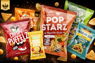 design premium snack packaging and food labels