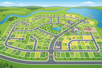 design professional vector map illustration, site plan, and land subdivision map