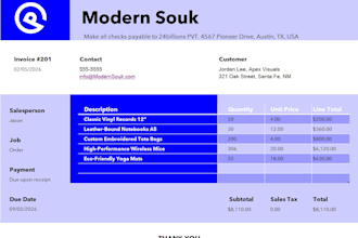 professional invoice design in excel or google sheets