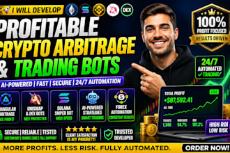 develop crypto arbitrage bot triangular bot, uniswap, solana and dex trading bos