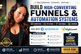build landing, optin page, sales funnel, automation in systeme io gohigh level