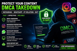 protect content with dmca takedown on instagram,whatsapp report,IP violation,bot