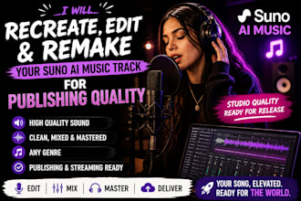 recreate edit remake your suno ai  music track for publishing quality