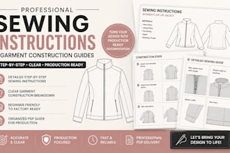 create professional sewing instructions for garment production and pattern guide