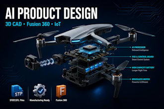 do 3d cad design for ai camera drone or smart device using fusion 360