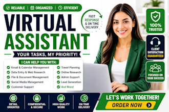 be your virtual assistant, canva designer, social media manager and executive va