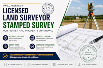 prepare a licensed land surveyor stamped survey for permit and property approval