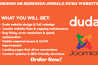 build a duda website design duda redesign bug fix joomla website maintenance
