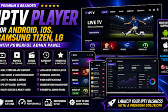 create branded iptv player for android, ios, samsung tizen, lg with admin panel