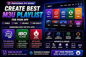 create best m3u playlist for your app, ibo player, smarters, hot player