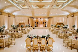 do 3d realistic render for stage, dmx lighting, wedding hall and event center