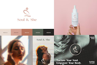 design luxury feminine logo and branding kit for fashion, beauty, wellness