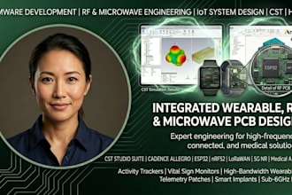 design wearable pcb, firmware, rf, microwave, iot hardware solutions in cst,hfss