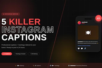 write 5 engaging instagram captions with hashtags for your business