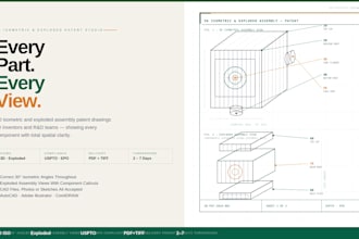 create 3d isometric exploded assembly patent drawings for r and d inventors