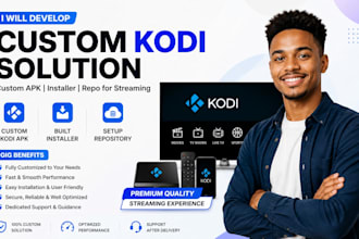 develop custom kodi apk, build installer, repo for streaming