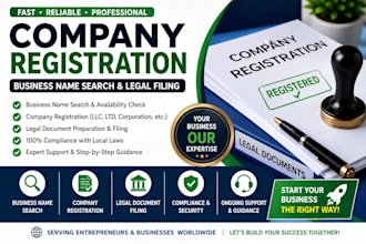 provide company registrarion, business name search and legal filing
