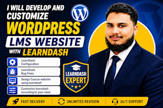 develop and customize wordpress lms website with learndash