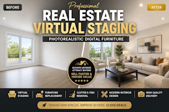 do real estate virtual staging with photo realistic digital furniture