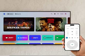 create branded android tv app, iptv app, universal tv remote app with panel