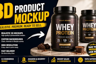 create realistic 3d product mockups for amazon, shopify