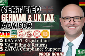handle ksa vat registration, filing, vat return,and zatca vat for your business