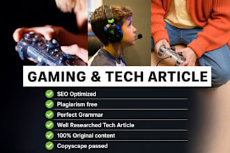 write unique article on gaming, football basketball or tech