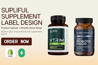 design supliful supplement labels, upload products, build supliful shopify store