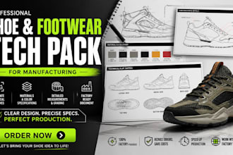 design custom shoes sneakers and footwear tech pack for production
