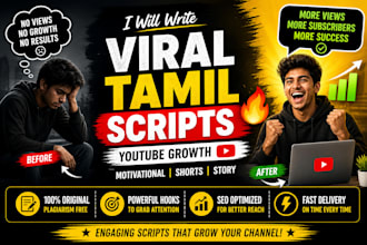 create powerful tamil motivational youtube scripts and voiceover content