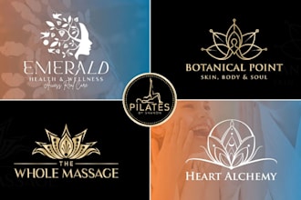 do minimalist fitness, wellness, gym, spa, massage, natural and yoga logo design
