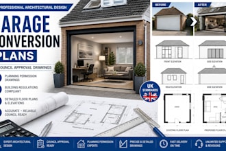 design garage conversion plans, retaining wall for UK council approval