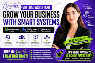 creative virtual assistant adhd gohighlevel lofty crm boldtrail social media va