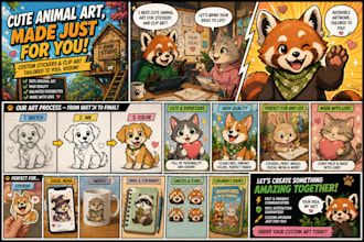 create premium animal illustrations for stickers, pins, and merchandise