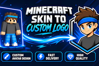 design a professional minecraft logo or pfp from your skin