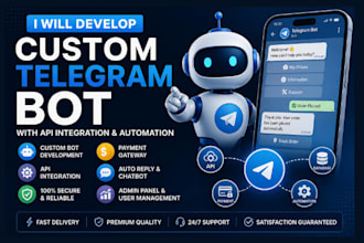 develop custom telegram bot with API integration and business automation