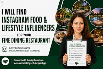 find instagram food and lifestyle influencers for fine dining restaurants