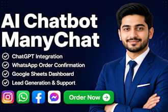 build a manychat ai chatbot for instagram, whatsapp, facebook