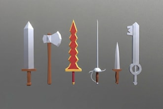 create 3d low poly game assets and props